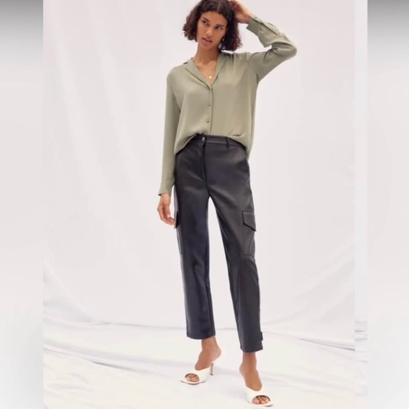 Aritzia Cream Faux Leather Cargo Straight-Leg Pants - Picture 4 of 6